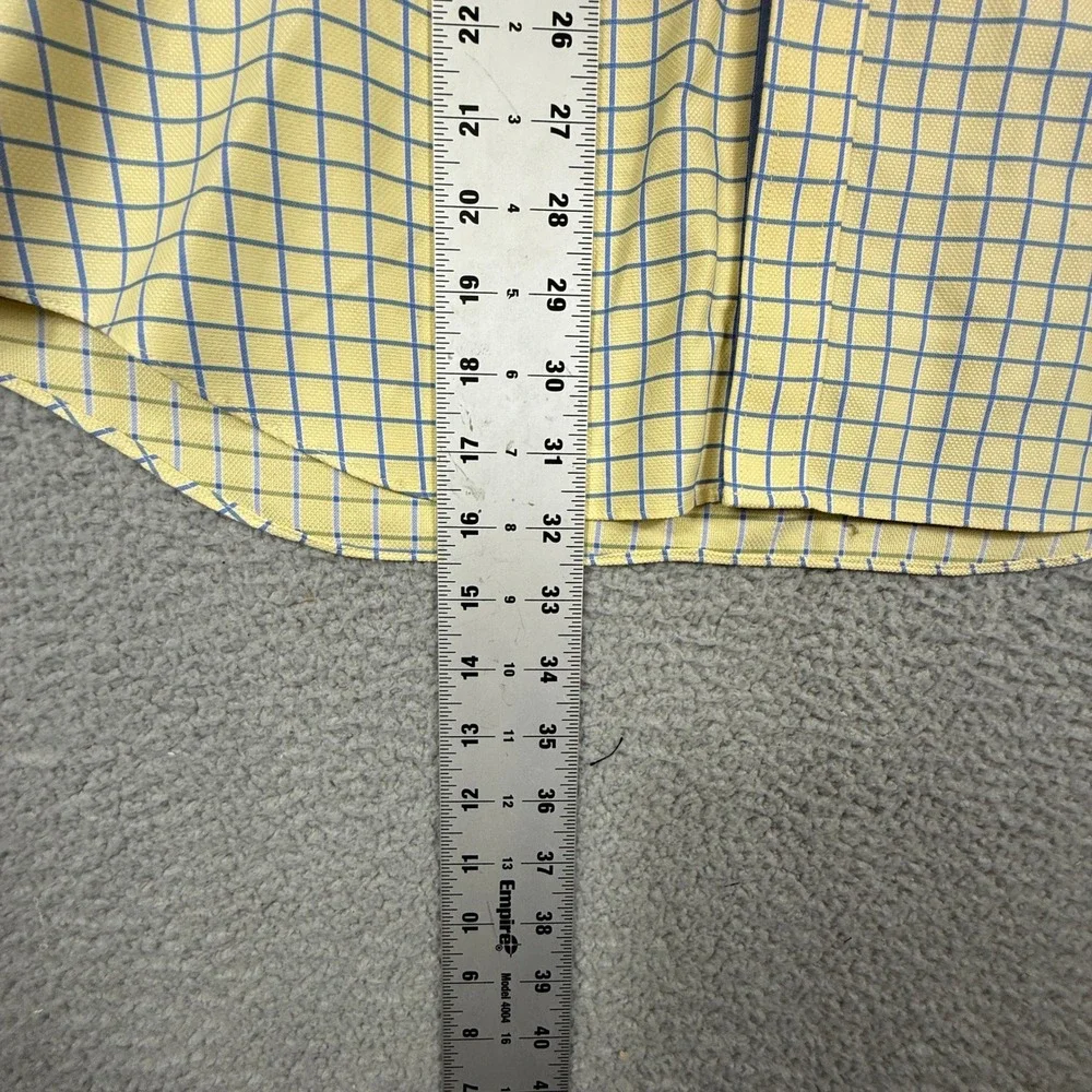 Paul Fredrick Mens Slim Fit Yellow Blue Check Plaid Long Sleeve Shirt‎ 15.5-32